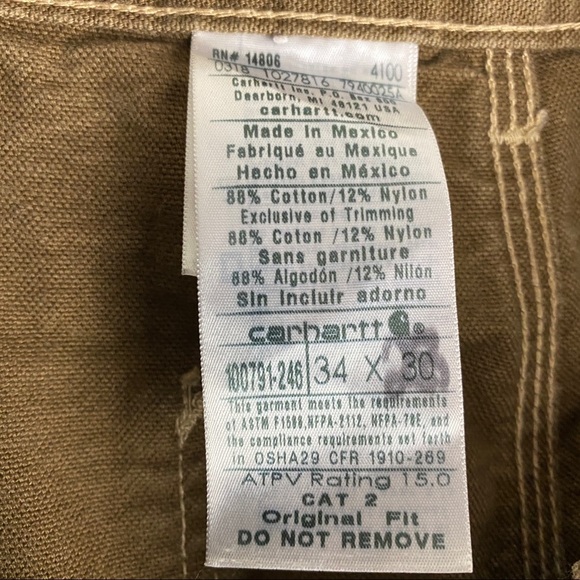 Carhartt Flame Resistant Cat 2 Jeans Mens 34x30 - Picture 8 of 9